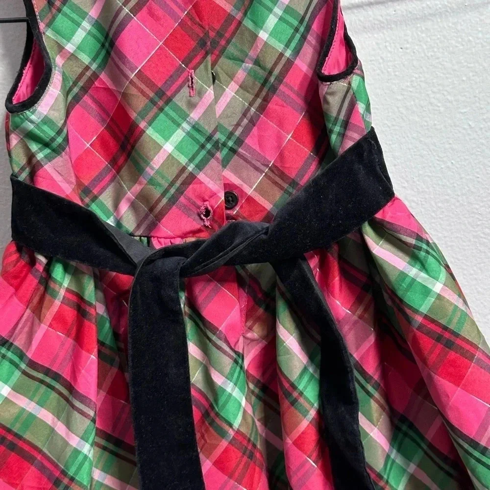 Oshkosh B’gosh Toddler Girl Party Holiday Red Sleeveless Plaid‎ Dress Size 4T.